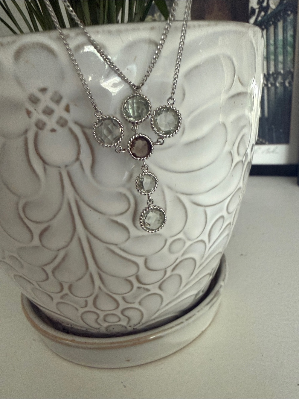 Sterling Silver Multi-Stone Layered Cross Pendant Necklace - Picture 4 of 10
